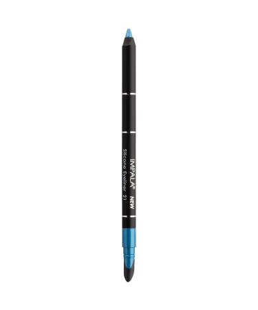 IMPALA | Waterproof Eyeliner with Silicone Metallic Light Blue Color No. 21 | Defined Line or Smudged Effect | Easy-to-Apply Creamy Texture | Intense Long-Lasting and Water-Resistant Color 21 Light Blue Metallic