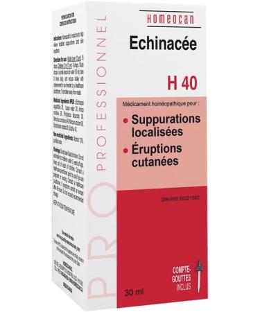 Homeocan - Echinacea H40 Liquid Drops 30ml - Strengthen the Immune System and Help Relieve Localized Suppurations and Skin Eruptions - Relief from Sore Throat Repeated Earaches Colds and Cough - Buy Online on GoSupps.com
