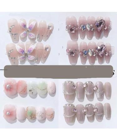 Removable and wearable nail art French Almond Ombre Handmade Press On Nails Long Acrylic False Nail Tips InNail (Color : 29162 Size : XS) - Buy Online on GoSupps.com
