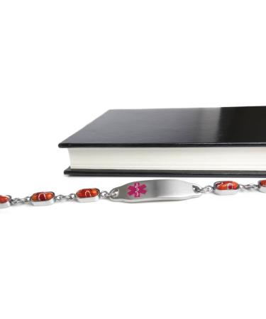 Customized Pre-Engraved Pacemaker ID Bracelet - Red Millefiori Glass & Purple - International Shipping Available - Buy Online on GoSupps.com