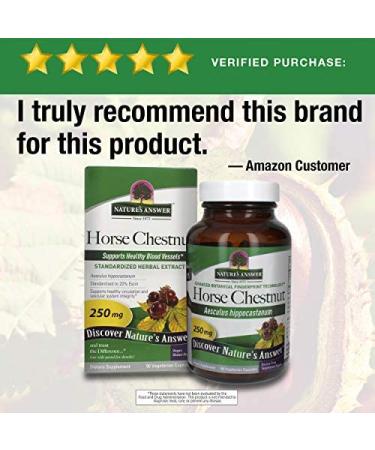 Nature's Answer Horse Chestnut 250 mg - 90 Vegetarian Capsules for Vein Health - Buy Online on GoSupps.com