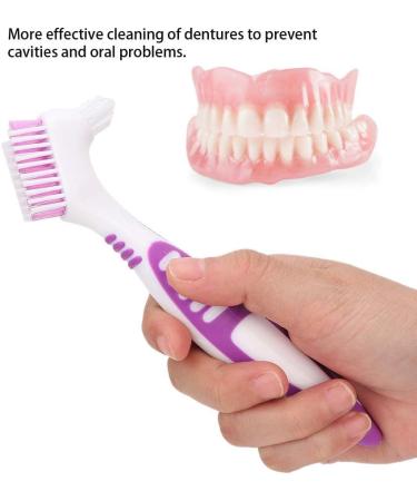 2pcs Double Bristle Head Denture Cleaning Brush Set - Portable Ergonomic Toothbrush for Denture Care and Retainer Cleaning - Buy Online on GoSupps.com