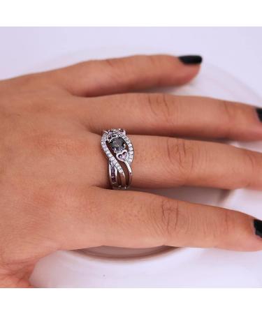925 Sterling Silver Heart Amethyst Ring White Gold Plated with AAA Cubic Zirconia - Size 6 - Buy Online on GoSupps.com