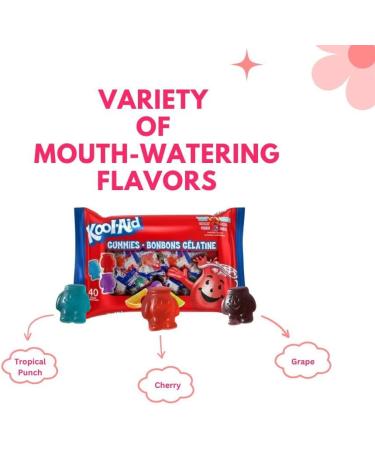 KoolAid Gummies Fruity Flavour Gummy Candy Tropical Punch Cherry and Grape Flavor for Parties and Snacks 40 count (Pack of 02) - Buy Online on GoSupps.com