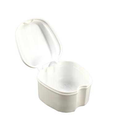 ROSENICE Denture Box Orthodontic Denture Teeth Storage Box with Hanging Net (White)