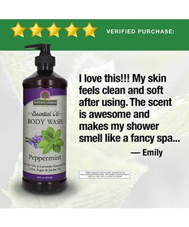 Nature's Answer Peppermint Essential Oil Body Wash - 16oz Pump for Sensitive Skin, Natural Exfoliation - Buy Online on GoSupps.com