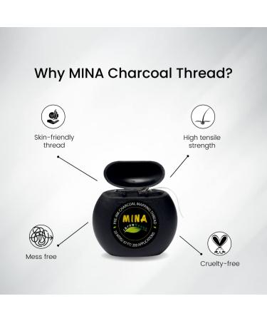 MINA ibrow Pre-Inked Microblading String | Bamboo Charcoal Thread | Mess-Free Eyebrow Mapping Tool | White 20M - Buy Online on GoSupps.com
