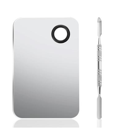 Stainless Steel Makeup Palette with Spatula - Professional Cosmetic Tool for Mixing Foundation and Nail Art - Buy Online on GoSupps.com