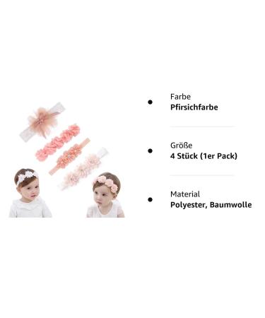4 Pack Baby Girls Flower Headbands - Elastic Nylon Hair Accessories for Newborns | Perfect for Parties & Weddings - Buy Online on GoSupps.com