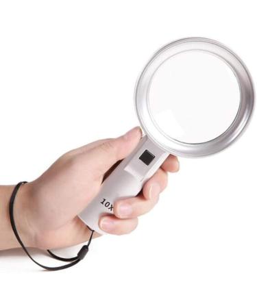 Professional Led Magnifier 10x Magnifier Handheld with 6 Led Lights Reading Double Glass Lens for Seniors Read Coins Stamps Map Full of Stars