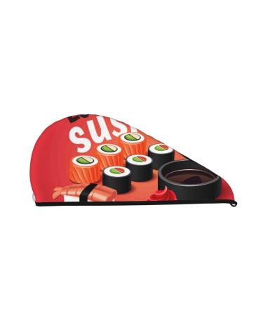 Sushi Microfiber Hair Towel Soft Super Absorbent Hair Towel Wrap for Women Coral Velvet Quick Dry Hair Cap for Long Curly Short and Thick Hair - Sushi One Size