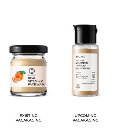 BRILLARE Real Vitamin C Powder Face Wash Daily Brightening Facial Cleanser with Orange Peel Powder Paraben & Sulfate-free Complete Natural Skincare for Men & Women 15gm - Buy Online on GoSupps.com