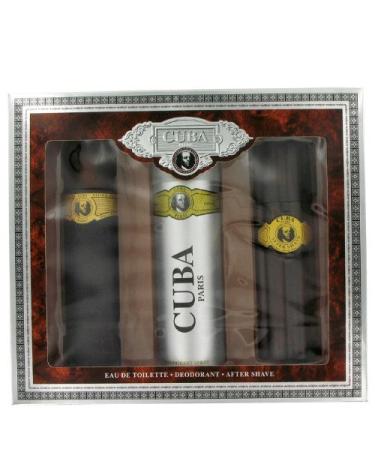 Cuba Gold By Fragluxe Gift Set | Eau De Toilette Spray 3.3 Oz + After Shave Spray 3.3 Oz + Body Deodorant Spray For Men 6.7 Oz | Masculine Fragrance