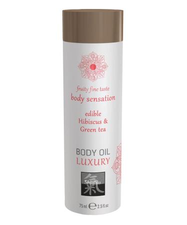 Hot Shiatsu Body Oil Luxury Hibiscus & Green Tea.Essential massage oil with stimulating aphrodizing taste.More fun & eroticism at the partner massage 75 ml