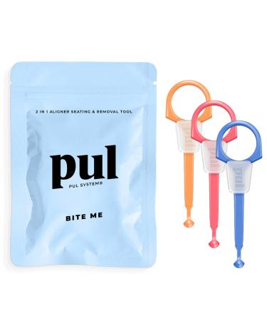 PUL 2 in 1 Chewies & Clear Aligner Removal Tool Combo by The Pultool | Compatible with Invisalign Removable Braces & Trays  Aligners  Retainers  & Dentures | Hygienic  Durable  Compact 3 Count (Pack of 1)