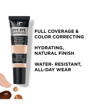 IT Cosmetics CC+ Cream with SPF 50+ Natural Finish Full Coverage Foundation (Neutral Medium - 1.08 fl oz) & Bye Bye Undereye Concealer Anti-Aging Makeup (23.5 Medium Amber - 0.4 fl oz) - Buy Online on GoSupps.com