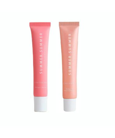 2 Pack Summer Tinted Lip Butter Balm On Friday Gift Set Conditioning Vegan Instant Moisture Pink Sugar and Birthday Cake 0.5oz