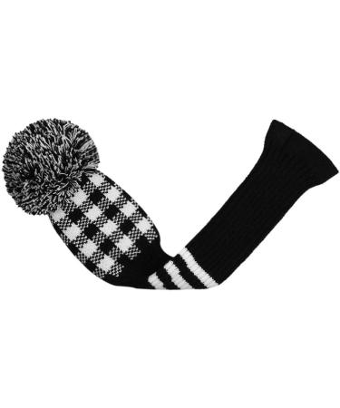 Scott Edward Handmade Knitted Golf Head Covers Set - 4PCS Black White Gingham Pom Pom Design for Driver & Fairway Woods - Buy Online on GoSupps.com