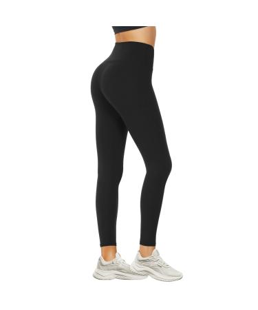 Ddobb leggings ladies high waist sport leggins long black leggings opaque abdominal path sports pants elastic yogaose gym outdoor everyday high waist 34-40 #02-black