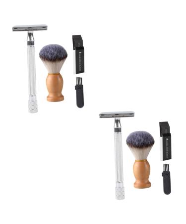 Beaupretty 2 sets manual razor facial trimmer men hand razor for men portable razor razor facial razor double razor hair razor old -fashioned shaving brush combination