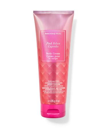 Bath and Body Works Pink Velvet Cupcake 24 Hour Ultra Shea Body Cream 8 Ounce Pink Swirl Tube Fall 2020