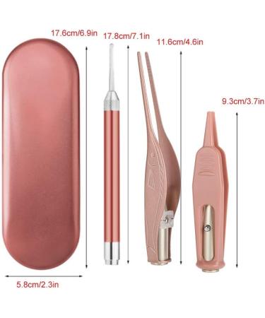 3pcs Ear Picker Tweezers Ear Wax Removal Tool with Light and Storage Box - Rose Gold | For Kids and Adults - Buy Online on GoSupps.com