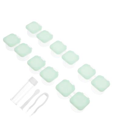 Partykindom Travel accessories Box with 2 sets of contact lens container Tool PP Nursing needs mussel shell travel memory holder green 6x3x3cm