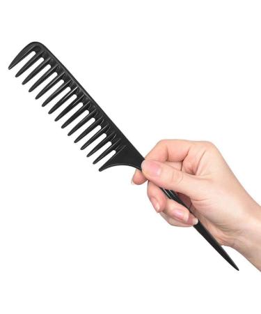 Wapodeai Wide Tooth Comb - Professional Black Carbon Fiber Hair Brush for Detangling & Styling | Anti-Static & Heat Resistant - Suitable for All Hair Types - Buy Online on GoSupps.com