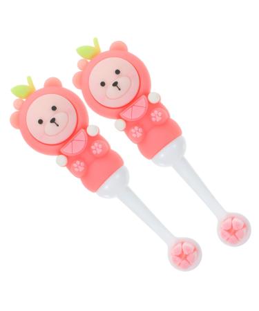 Beaupretty 2st children's toothbrush with soft bristle toddler training toothbrush travel toothbrush children toothbrush sweet bear denture for children round head travel pink 1 piece (1 Pack) pink