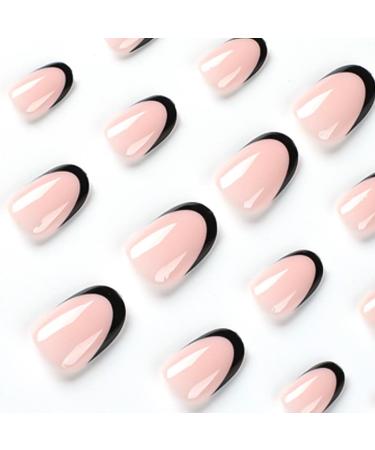 RikView Black French Press on Nails 24 PCs/Set | Medium Almond Glossy Fake Nails for Women - Buy Online on GoSupps.com