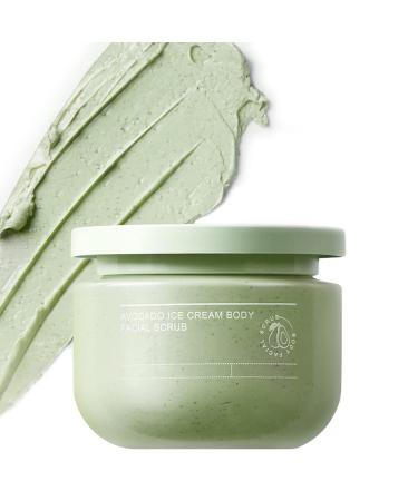Avocado ICE Cream Body Facial Scrub - Natural Exfoliating Body Scrub & Face Scrub - avocado Face Exfoliator Sugar Scrub - Exfoliating Face Wash- Non-Greasy Face Exfoliant SU-003