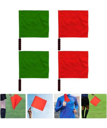 Operitacx Racing Flags Referee Hand Flag Set - 4Pcs Green Red Safety Flags for Football Sports - Stainless Steel Pole Handle - Traffic & Event Management - Buy Online on GoSupps.com