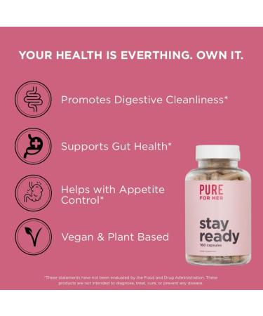 Pure for Her Vegan Original Stay Ready Fiber Supplement for Women - Digestive Support with Aloe Vera - 160 Capsules - Buy Online on GoSupps.com
