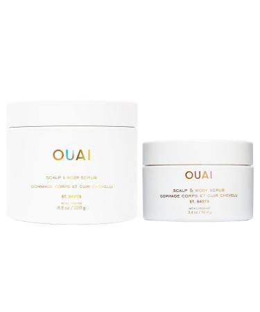 OUAI St. Barts Scalp & Body Scrub Bundle - Foaming Coconut Oil Sugar Scrub & Gentle Scalp Exfoliator Cleanses, Removes Buildup & Moisturizes Skin - Sulfate Free Body Care (2 Count, 3.4 Oz/8.8 Oz)