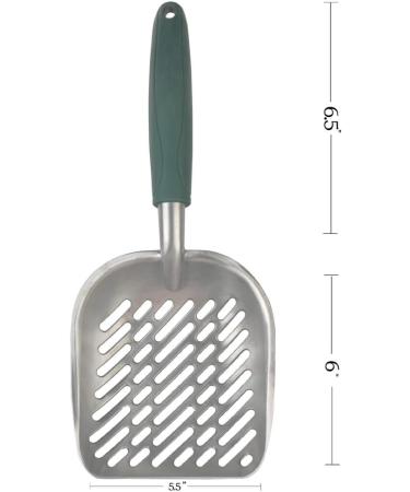 Large Metal Cat Litter Box Scoop Stainless Aluminum Alloys 13.8"*5.5"*1.8" (Dark-Green Handle) - Buy Online on GoSupps.com