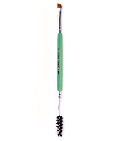 The Two-in-One Damone Roberts Brow Shadow and Eyeliner Brush - Professional Quality Designed for Years of Use - Luxurious Pahmi Bristles and Spooly End - Brow and Lash Brush Green