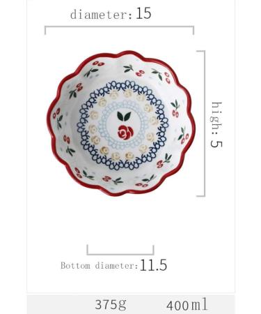 Bowl Snack Dip Bowls Dishware Creative Dessert Bowl Cute Cherry Bowl Underglaze 5.9 Inch Small Salad Bowl Hand-Painted Tableware Compatible with Kitchen Restaurant Gifts - Buy Online on GoSupps.com