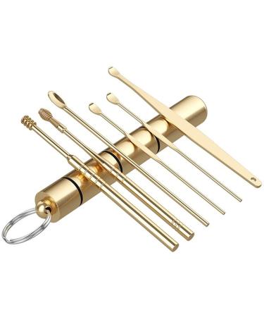 SEASD 6Pcs/Set Ear Wax Pickers Stainless Steel Spiral Earpick Wax Remover Curette Ear Pick Cleaner Ear Spoon Care Ear Cleaning Tools (Color : Gray)