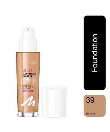Manhattan 3in1 Easy Match Makeup | Oil-Free Foundation for Flawless Complexion | Color 39 Natural | 30ml - International Shipping Available - Buy Online on GoSupps.com