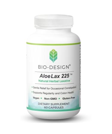 Aloe Lax 225 Natural Herbal Laxative - Gentle Relief for Occasional Constipation Gas & Bloating with 225 mg Natural Aloe Ferox - Supports Bowel Regularity & Colon Health - 60 Capsules Aloe Lax 225 1 Count (Pack of 60)