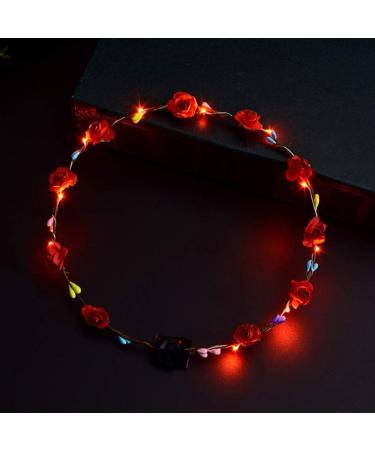 Women Girls LED Light Up Flower Crown Floral Wreath Glowing Headband Garland Bohemian Wedding Party Bridal Headwear PL - Buy Online on GoSupps.com