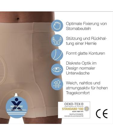 Buy Corsinel Low Men's Boxer Shorts for Stoma & Hernia | Discrete Seamless Comfort & Medium Support | Optimal Fit in Beige - Buy Online on GoSupps.com