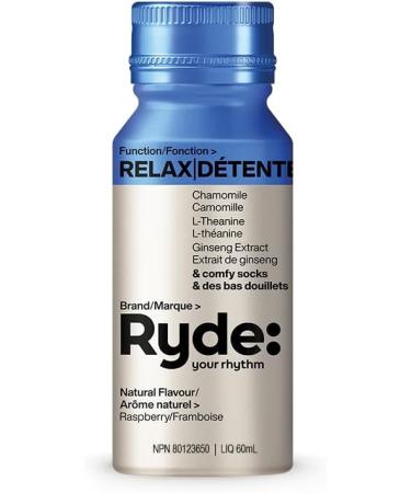 Ryde Relax Shot | Raspberry Flavor | 8 pack of 60 ml Wellbeing shots | Calming Ginseng & Chamomile | Zero Calories Zero Sugar and Vegan Relax Shot (Raspberry Flavor) - Buy Online on GoSupps.com