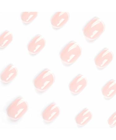 Petite Press on Nails - Extra Short French Tip Fake Nails | Nude Stick-on Glossy Reusable Artificial Nails for Women - Cute Manicure Art - Buy Online on GoSupps.com