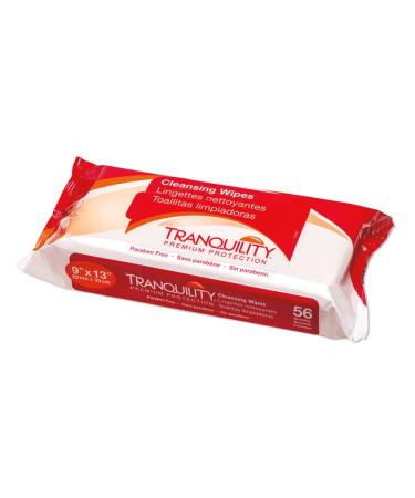 Tranquility Cleansing Wipes  Adult Size Disposable Cleansing Cloths  HypoAllergenic  Paraben-Free and Alcohol-Free  Enriched with Aloe Vera & Vitamin E  Mild Scented  9x13  56ct Bag 56ct Bag (Pack of 1)
