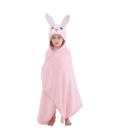 MICHLEY Cartoon Hooded Baby Towel Unisex, Premium Soft Swimming Bathrobe Large Washcloths 27.5" x 47" for 0-7T (Rabbit) Rabbit 27.5 x 47 Inch