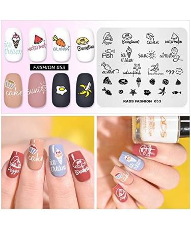Nail Stamping Plate Fashion Food Fruit Summer Cake Fish Ice Cream Theme Multi-Pattern Stamp Print Image Stamp Template Nail Art for Nail Design 6# - Buy Online on GoSupps.com