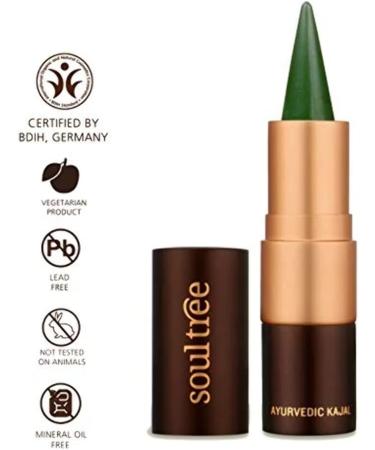 SoulTree Ayurvedic Kajal 001 Fern Green 3g - Natural and Organic Eyeliner - Buy Online on GoSupps.com