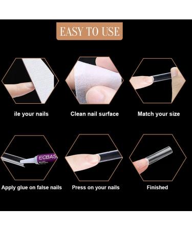 Buy SITELENABY No C Curve XL Nail Tips - 500PCS Tapered Square Flattened Half Cover False Nails for Salons & DIY - Premium ABS Nail Tips - Buy Online on GoSupps.com