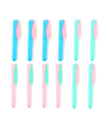12 pieces of eyebrow foldable eyebrows shaver eyebrow trimmer face hair remover for women and men (random color)